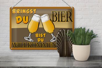 Plaque en tôle 30x20cm Si vous apportez de la bière, vous êtes les bienvenus 3