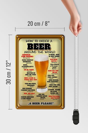 Plaque en tôle 20x30cm Comment commander une bière s'il vous plaît 4