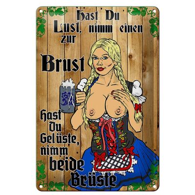 Plaque en tôle Pinup 20x30cm Take one to the Chest Beer