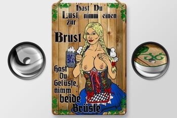 Plaque en tôle Pinup 20x30cm Take one to the Chest Beer 2