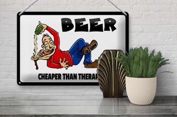 Plaque en tôle 30x20cm Bière moins chère que la bière thérapeutique 3