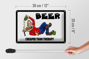 Plaque en tôle 30x20cm Bière moins chère que la bière thérapeutique 4