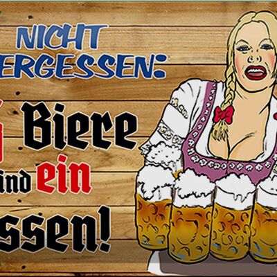 Metal sign 30x20cm 6 beers are a meal