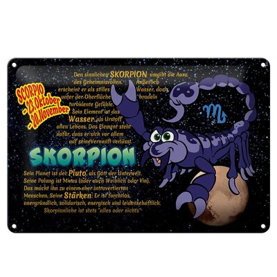 Metal sign zodiac sign 30x20cm Scorpio Planet Strength