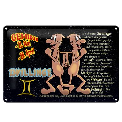 Metal sign zodiac sign 30x20cm Gemini Planet Mercury