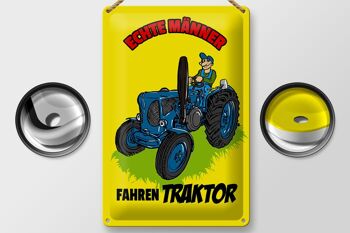 Panneau en étain indiquant que de vrais hommes conduisent des tracteurs, 20x30cm 2
