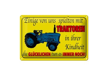 Plaque en tôle 30x20cm "certains jouaient avec des tracteurs" 1