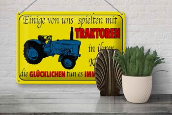 Plaque en tôle 30x20cm "certains jouaient avec des tracteurs" 3