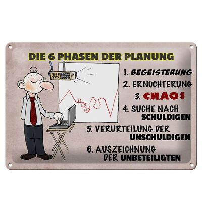 Blechschild Spruch 30x20cm 6 Phasen der Planung