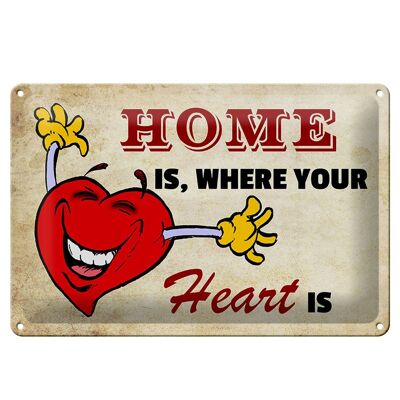 Cartel de chapa que dice 30x20 cm El hogar es donde está tu corazón