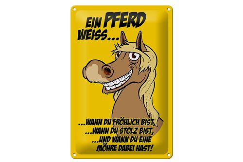 Blechschild Spruch 20x30cm Ein Pferd weiss wann fröhlich