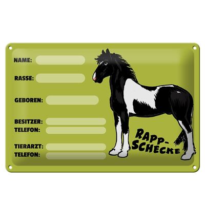 Blechschild Steckbrief Rappschecke 30x20cm Name Besitzer Rasse