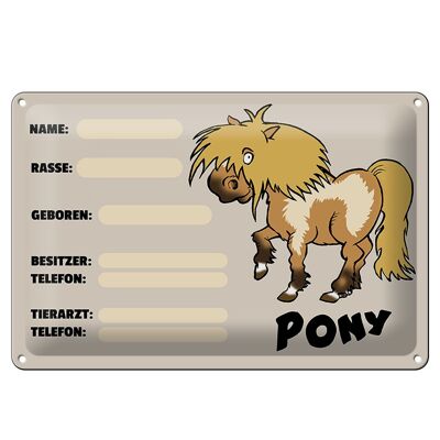 Cartel de chapa perfil pony 30x20cm animales nombre propietario de raza