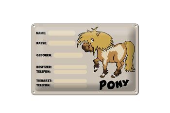 Panneau en tôle profil poney 30x20cm, nom d'animaux, propriétaire de race 1