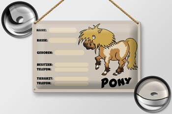 Panneau en tôle profil poney 30x20cm, nom d'animaux, propriétaire de race 2