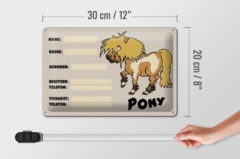 Panneau en tôle profil poney 30x20cm, nom d'animaux, propriétaire de race 4