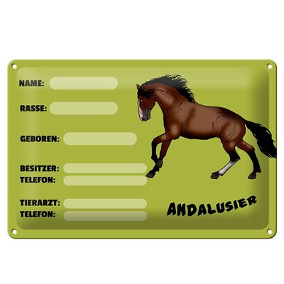 Blechschild Steckbrief Andalusier 30x20cm Name Besitzer Rasse