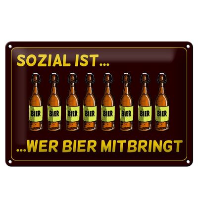 Metal sign 30x20cm social whoever brings beer wall decoration