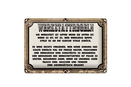 Blechschild Spruch 30x20cm Werkstattregeln Werkstatt offen