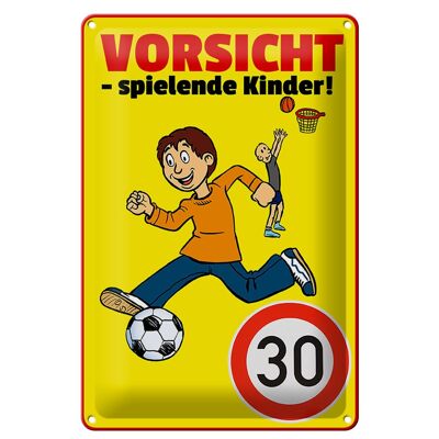 Blechschild Hinweis 20x30cm Vorsicht spielende Kinder 30Kmh