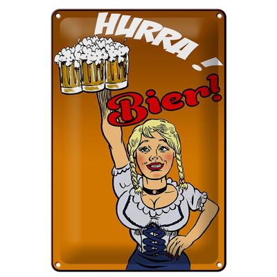 Blechschild Pinup 20x30cm Hurra! Bier