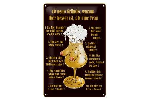 Blechschild 20x30cm 10 Gründe Bier besser als Frau