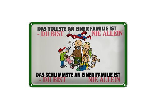 Blechschild Spruch 30x20cm Familie du bist nie allein