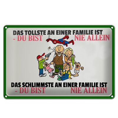 Blechschild Spruch 30x20cm Familie du bist nie allein