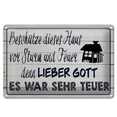 Tin sign saying 30x20cm protect this house from storm