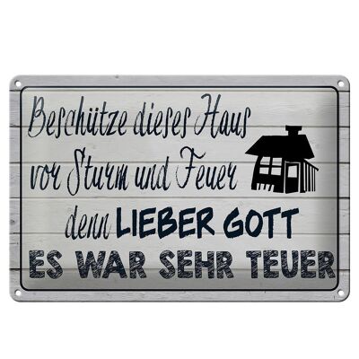 Blechschild Spruch 30x20cm beschütze deises Haus vor Sturm