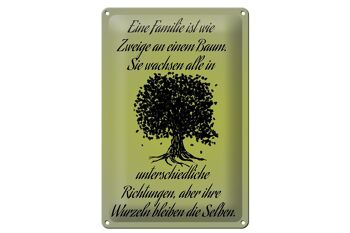 Plaque en étain disant 20x30cm La famille est comme les branches d'un arbre 1