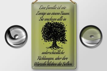 Plaque en étain disant 20x30cm La famille est comme les branches d'un arbre 2