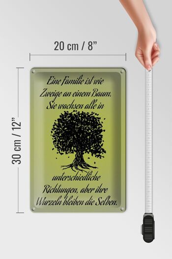 Plaque en étain disant 20x30cm La famille est comme les branches d'un arbre 4