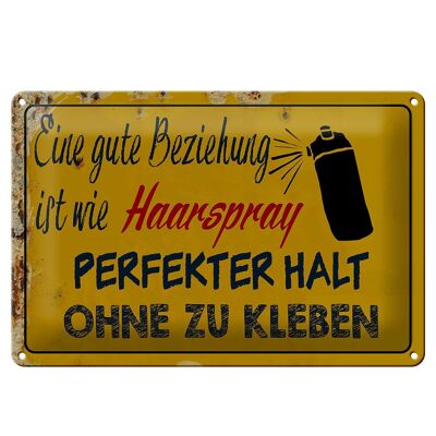 Blechschild Spruch 30x20cm gute Beziehung wie Haarspray Wanddeko