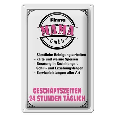 Cartel de chapa que dice 20x30cm Empresa Mama GmbH 24 horas