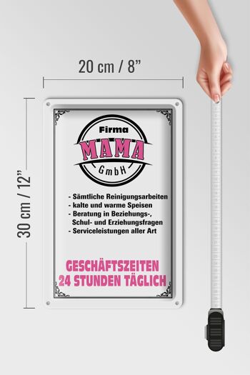 Plaque en tôle indiquant 20x30cm Company Mama GmbH 24 heures 4
