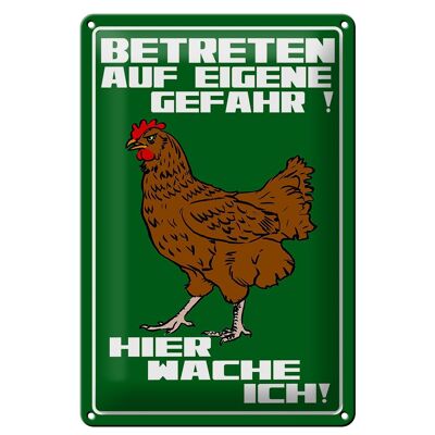 Blechschild Hinweis 20x30cm Betreten auf eigene Gefahr Hahn