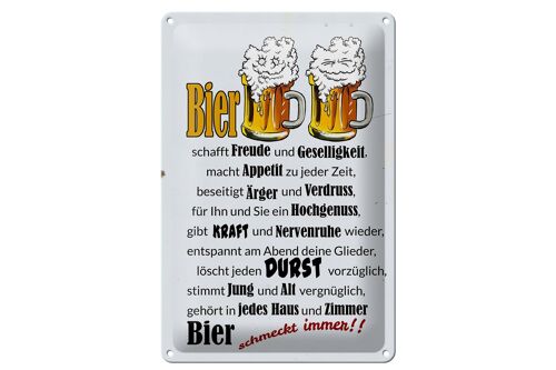 Blechschild 20x30cm Bier schmeckt immer Freude