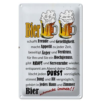 Blechschild 20x30cm Bier schmeckt immer Freude