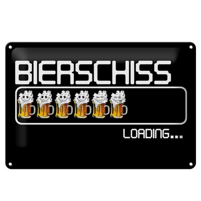 Cartel de chapa 30x20cm Bierschiss Cargando 6 vasos de cerveza