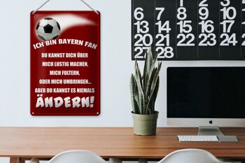 Plaque en tôle disant 20x30cm Je suis un fan de football du Bayern 3