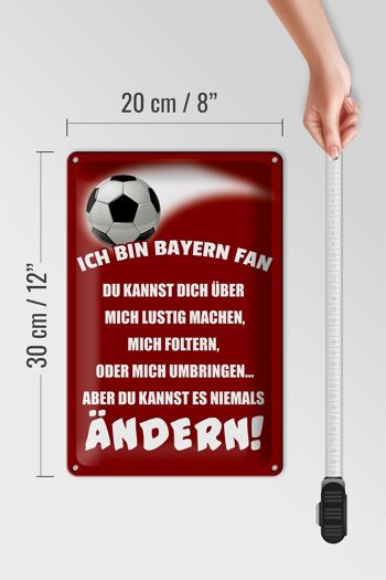 Plaque en tôle disant 20x30cm Je suis un fan de football du Bayern 4