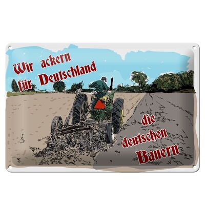 Cartel de chapa que dice Arado de 30 x 20 cm para los agricultores de Alemania.