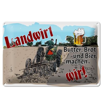 Targa in metallo con scritta 30x20 cm contadino burro pane birra noi