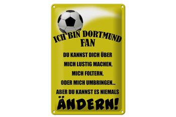 Panneau en étain disant 20x30cm Je suis fan de football de Dortmund 1