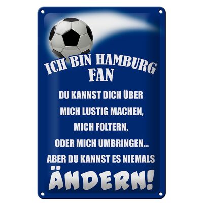 Cartel de chapa que dice 20x30 cm Soy un aficionado al fútbol de Hamburgo