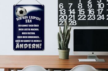 Plaque en tôle 20x30 cm Je suis un fan de football de Leipzig 3