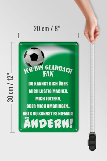 Plaque en tôle disant 20x30cm Je suis un fan de football de Gladbach 4