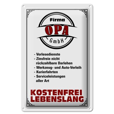 Blechschild Spruch 20x30cm Firma Opa GmbH kostenfrei