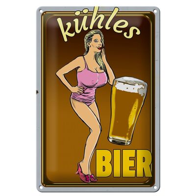 Plaque en tôle Pinup 20x30cm bière froide